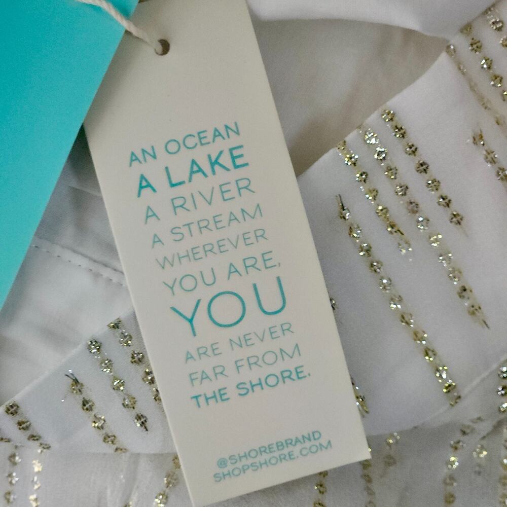 SHORE Coastal Boho Chiffon Maxi Skirt White Metallic Gold sz M | NWT $248 - Picture 5 of 8